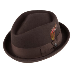 Brown Crushable Wool Pork Pie Hat